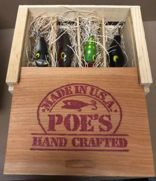 CLASSIC POE ' S COLLECTOR LURE SET IN WOOD CRATE AND BOX 3