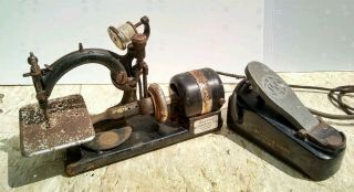 Antique Willcox And Gibbs Electric Sewing Machine And Pedal