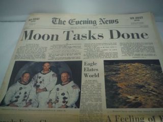 Apollo 11 Moon Landing Newspaper Headlines Nj The Evening News July 21,  1969