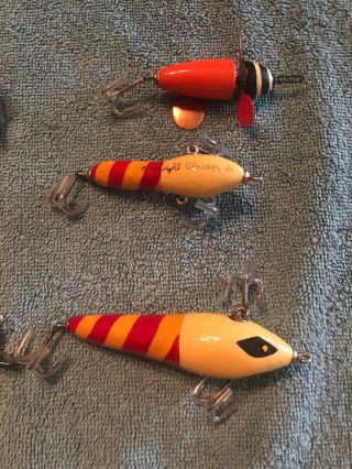 set of 10 folk art fishing lures.  All in. 3