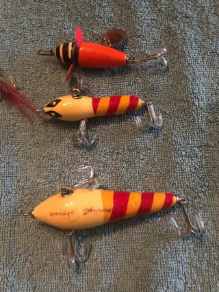 set of 10 folk art fishing lures.  All in. 6