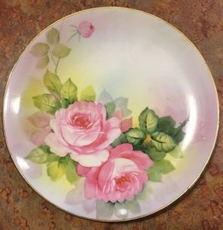 Antique Nippon Hand Painted Plate Roses Gold Rim