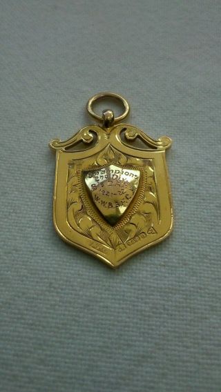 Antique Scottish Amateur Football League 9ct Gold Medal Fob Chester Hallmarks Uk