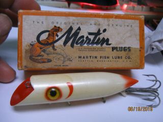 Martin 4” Pearl Red Gill Salmon Plug Excell Orig Vintage 4m - 18 Box Has Red Tail