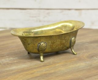 Vintage Victorian Claw Foot Bath Tub Solid Brass Dollhouse Miniature Bathroom