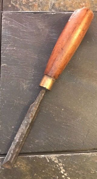 Antique 19th Century Iron And Wood Chisel With Makers Mark