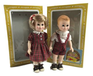 Effanbee Bobbsey Twins Set Of 2 11 " Dolls Freddie And Flossie In Boxes