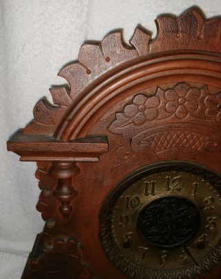 Antique Fancy Oak Kitchen Shelf Clock 2