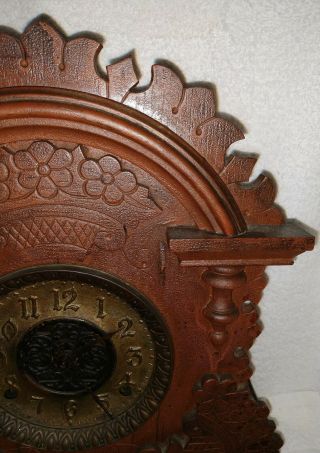 Antique Fancy Oak Kitchen Shelf Clock 3