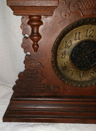 Antique Fancy Oak Kitchen Shelf Clock 5