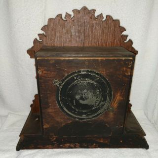 Antique Fancy Oak Kitchen Shelf Clock 8