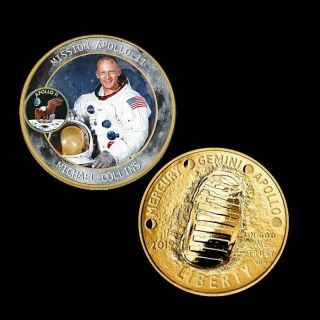 Apollo 11 50th Anniversary Man On Moon Landing Gold Commemorative Coin Gift