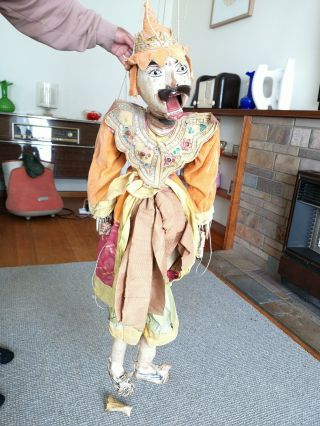 Antique Ornate Asian Hand Crafted Burmese Diety Marionette Yoke Thé Puppet Doll