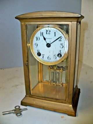 Antique Ansonia Dome Top Crystal Regulator Clock