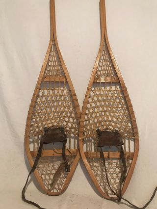 Lovely Native Snowshoes Old 41 1/2 X 11 Antique Snow Shoes Great Patina