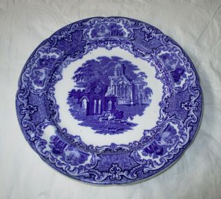 Antique George Jones & Sons " Abbey " 10 - 3/4 " Large Dinner Plate,  Flow Blue C 1910
