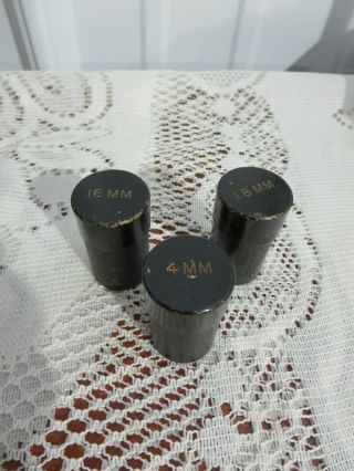Vintage Brass Microscope Lens Canisters Screw On Lids 4mm 1.  8mm & 16mm