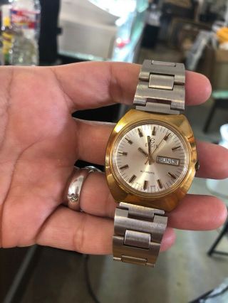 Vintage Elgin Gold Tone Automatic Day Date Mens Watch