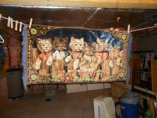 Vintage Retro Kitten Cat Tapestry Mid - Century Modern Textiles