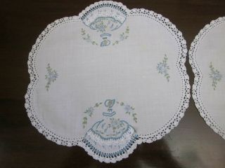 A CRINOLINE LADY EMBROIDERED DOILIES 2