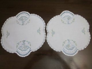 A CRINOLINE LADY EMBROIDERED DOILIES 3