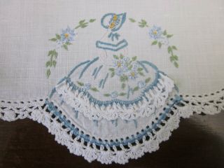 A CRINOLINE LADY EMBROIDERED DOILIES 4
