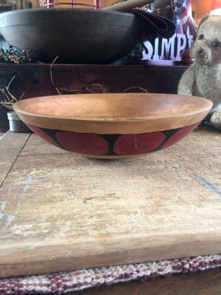 Primitive Antique/vintage Wood Wooden Dough Bowl Part Painted