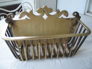 Antique Decorative Heavy Solid Brass Wall Mount Mail Basket