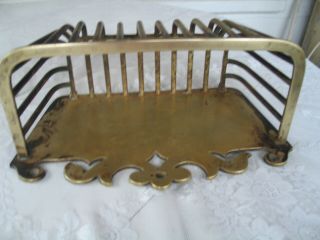 ANTIQUE DECORATIVE HEAVY SOLID BRASS WALL MOUNT MAIL BASKET 6