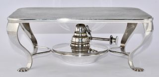 Quality Hardy Bros Silver Plate Rectangular Hot Food Warmer - Stand With Burner