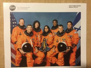 Crew Of Space Shuttle Mission Sts - 107 Columbia 2003 Nasa 8 X 10 Color Photo