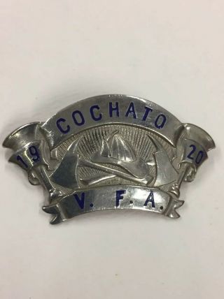 Obsolete Antique Cochato 1920 V.  F.  A.  Firemans Badge