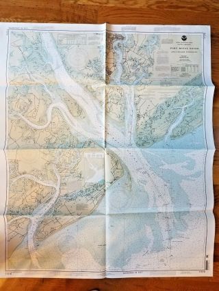 Vintage Port Royal Sc Sound Navigation Nautical Chart Map Large Wall Art Print