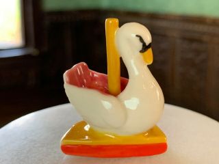 Artisan Miniature Dollhouse Vintage Porcelain Carousel Animal France Pretty Swan