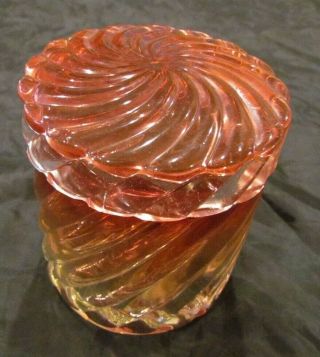 Antique Baccarat Art Glass Rose Tiente Amberina Covered Box / Dresser Jar