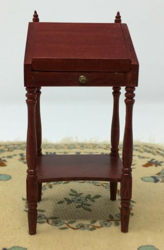 Vtg Artisan Dollhouse Red Wood Writing Secretary Desk Made In Germany Furniture