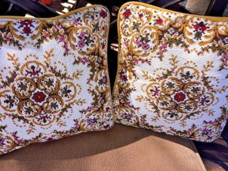 Antique Gone With The Wind Needlepoint Tapestry Sofa Pillows Set Of 2 12 X 10.  5