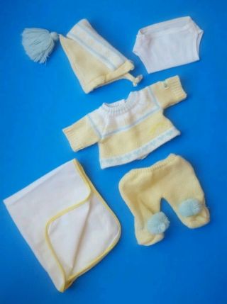 Vintage Cabbage Patch Bean Baby Yellow Knit Outfit Diaper Blanket Bbb