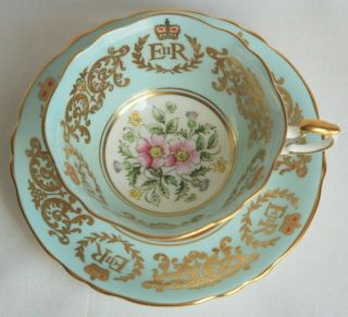 Blue Paragon Bone China 1953 Queen Elizabeth Coronation Cup And Saucer