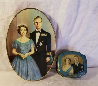 Thriftchi Souvenir Coronation Biscuit Tin Hm Queen Elizabeth & Prince Philip