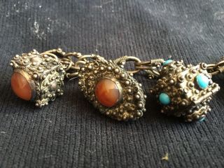 Antique Chinese / Tibetan Coral,  Turquoise And Silver Bracelet 7