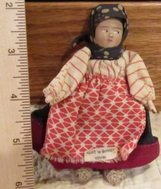 Antique Russian 3 " Cloth Doll W/original Outfit & Tag