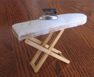 Vintage Doll House Minature Furniture Ironing Board And Iron Dollhouse