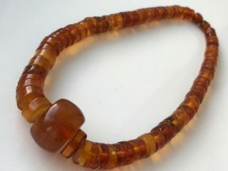 Antique Old Amber Beads Amber Natural Vintage Butterscotch Necklace 45.  70