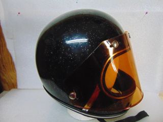 Rare Vintage 1971 Full Face Black Metalflake Motorcycle Helmet L / Xl $19.  95