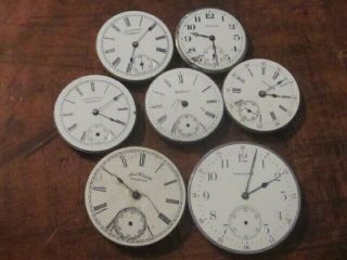 Seven Antique Waltham Pocket Watch Movements