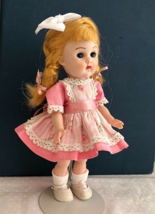 Vintage Vogue Bkw Ginny Doll In Her Tagged 1957 Party Pinafore Dress