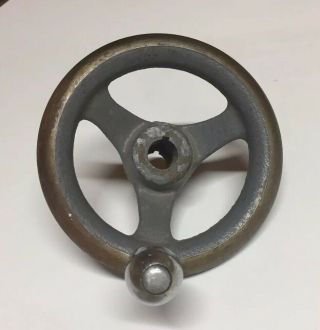 Vintage Cast Iron 4.  5” Hand Wheel Crank Keyed Shaft Hole Table Saw Jointer Lathe