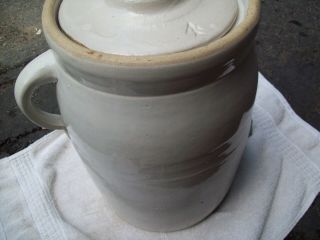 Antique 3 Gallon Butter Crock Churn w/lid Louisville Pottery Indian Head Mark 5