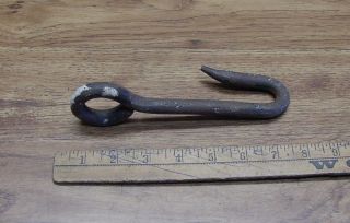 Antique Hand Forged,  Blacksmith Made 7 - 1/4 " Eye Hook,  Rusty Patina,  Great Item